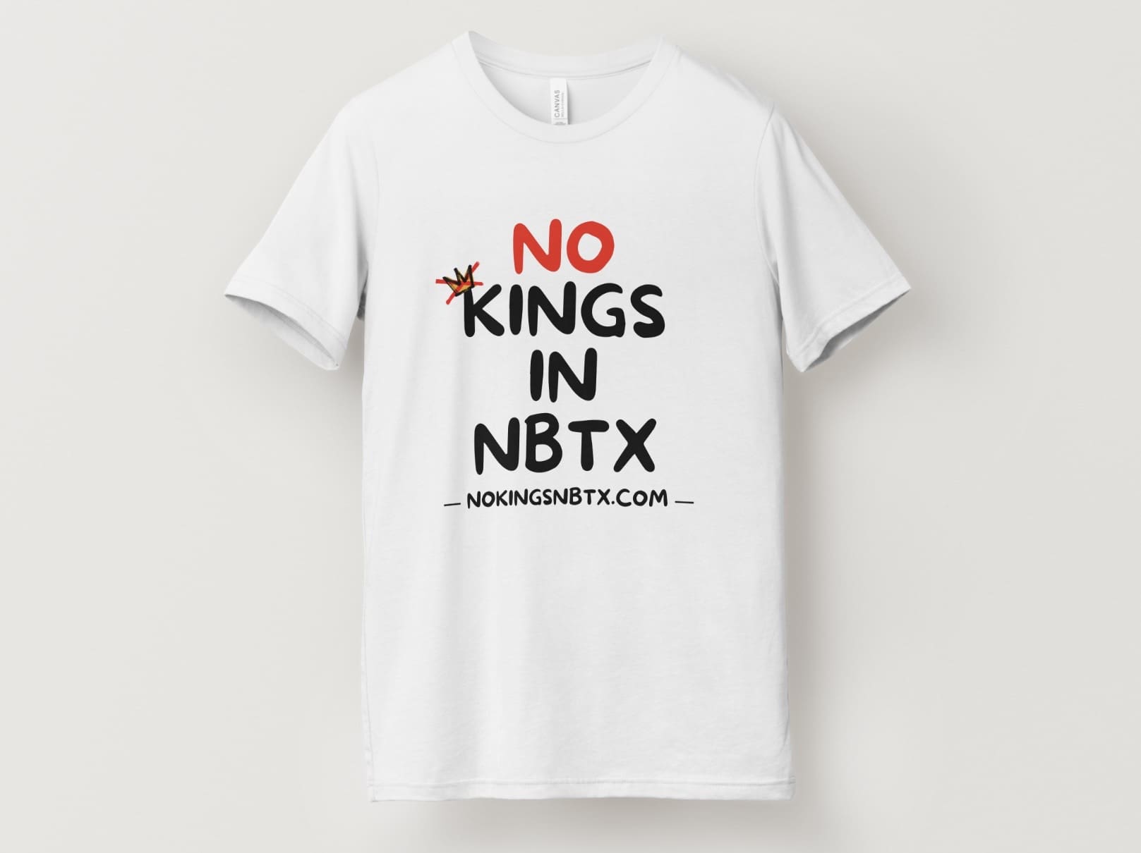 No Kings New Braunfels | Unisex - White Canvas Jersey Tee