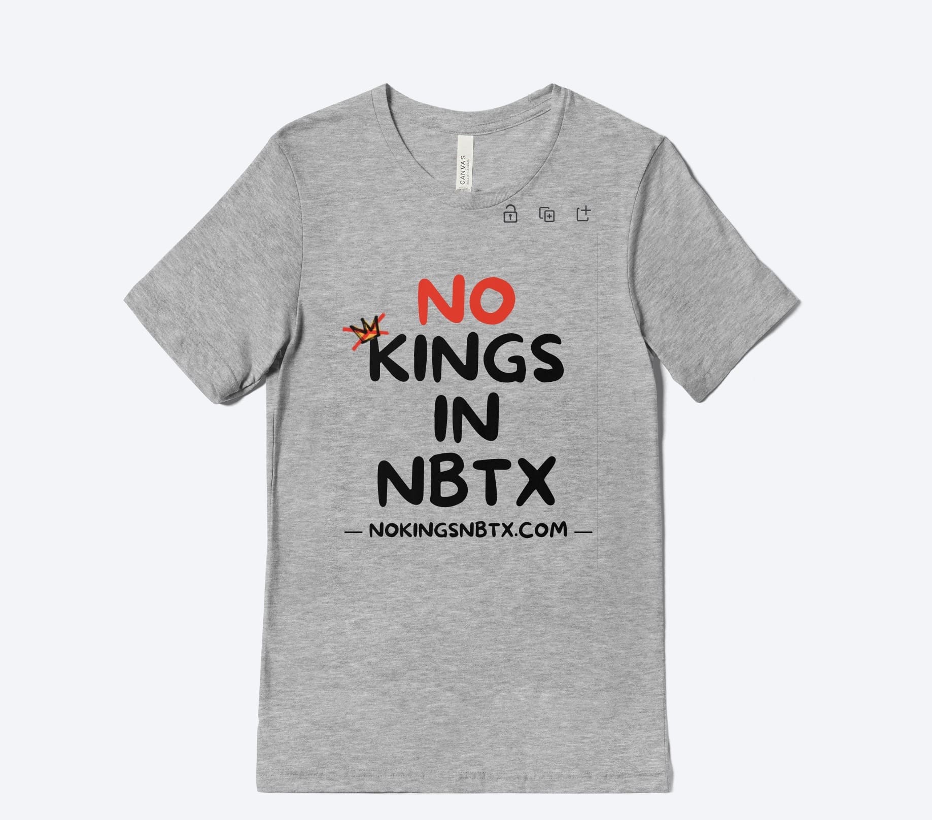 No Kings New Braunfels | Unisex - Gray Canvas Jersey Tee